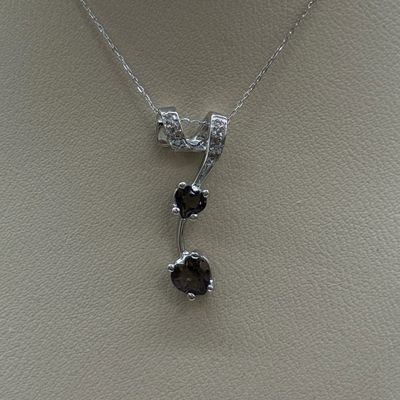 14KW Smoky Quartz "Fallin Hearts"Pendant