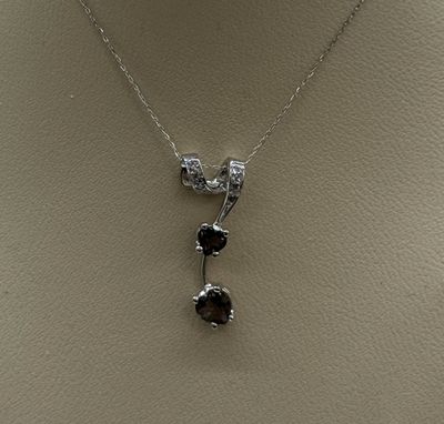 14KW Smoky Quartz "Fallin Hearts"Pendant
