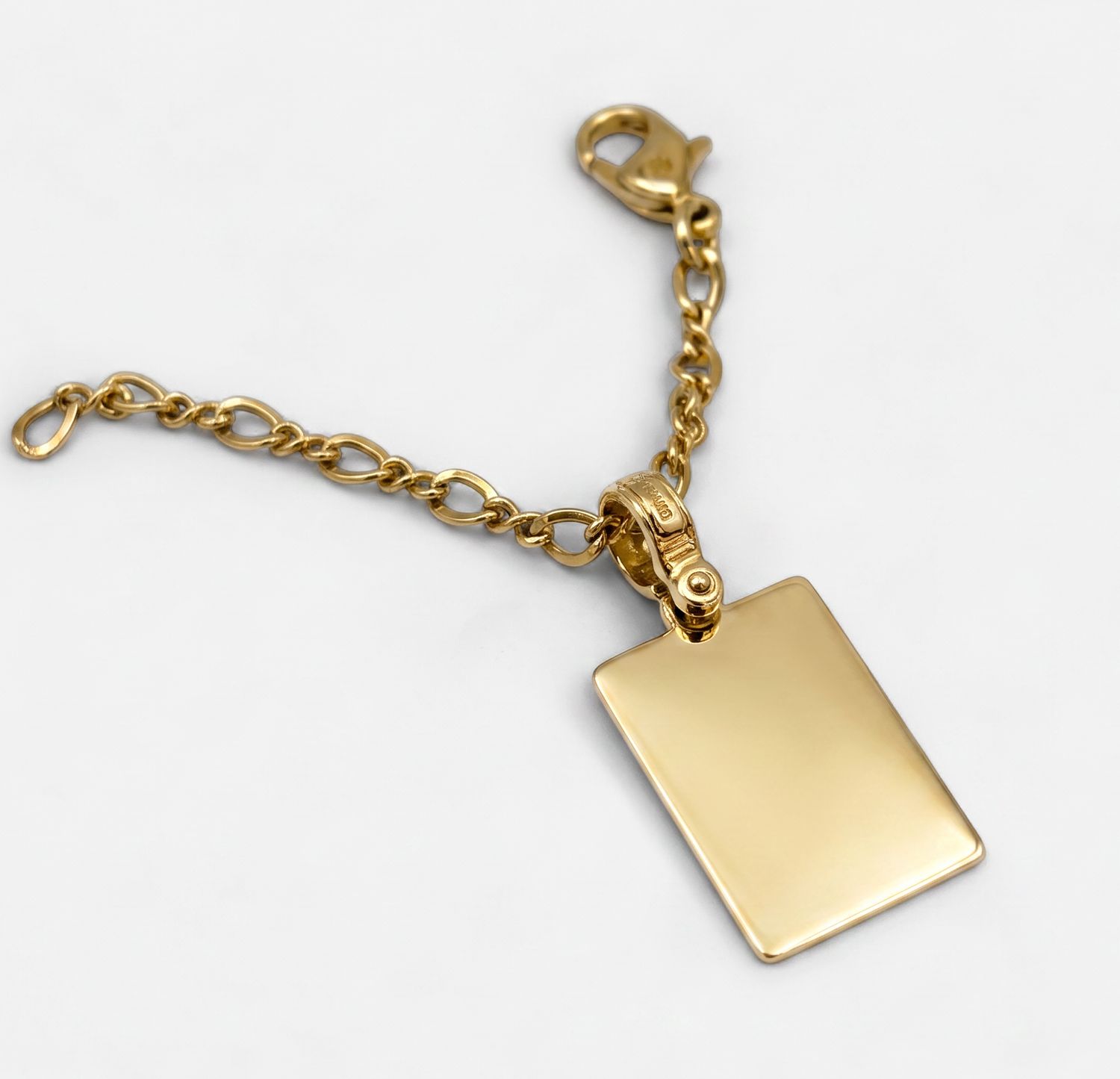 Yellow Gold Engraveable Rustic Square Pendant (1.7g)