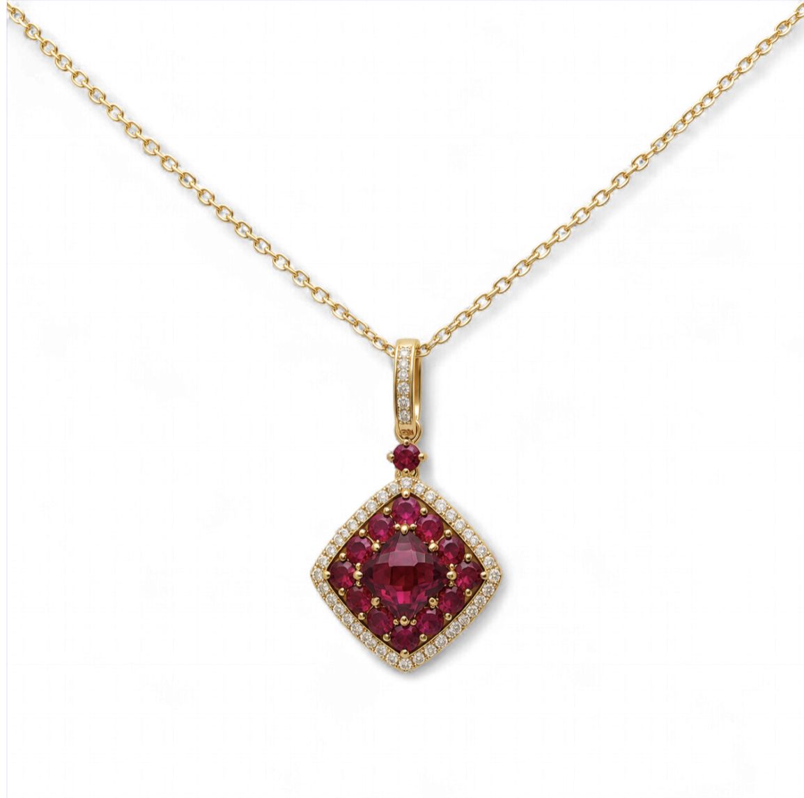 Ruby Square Silhouette Diamond Pendant