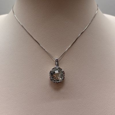 14KW Aquamarine/Diamond Circle Pendant