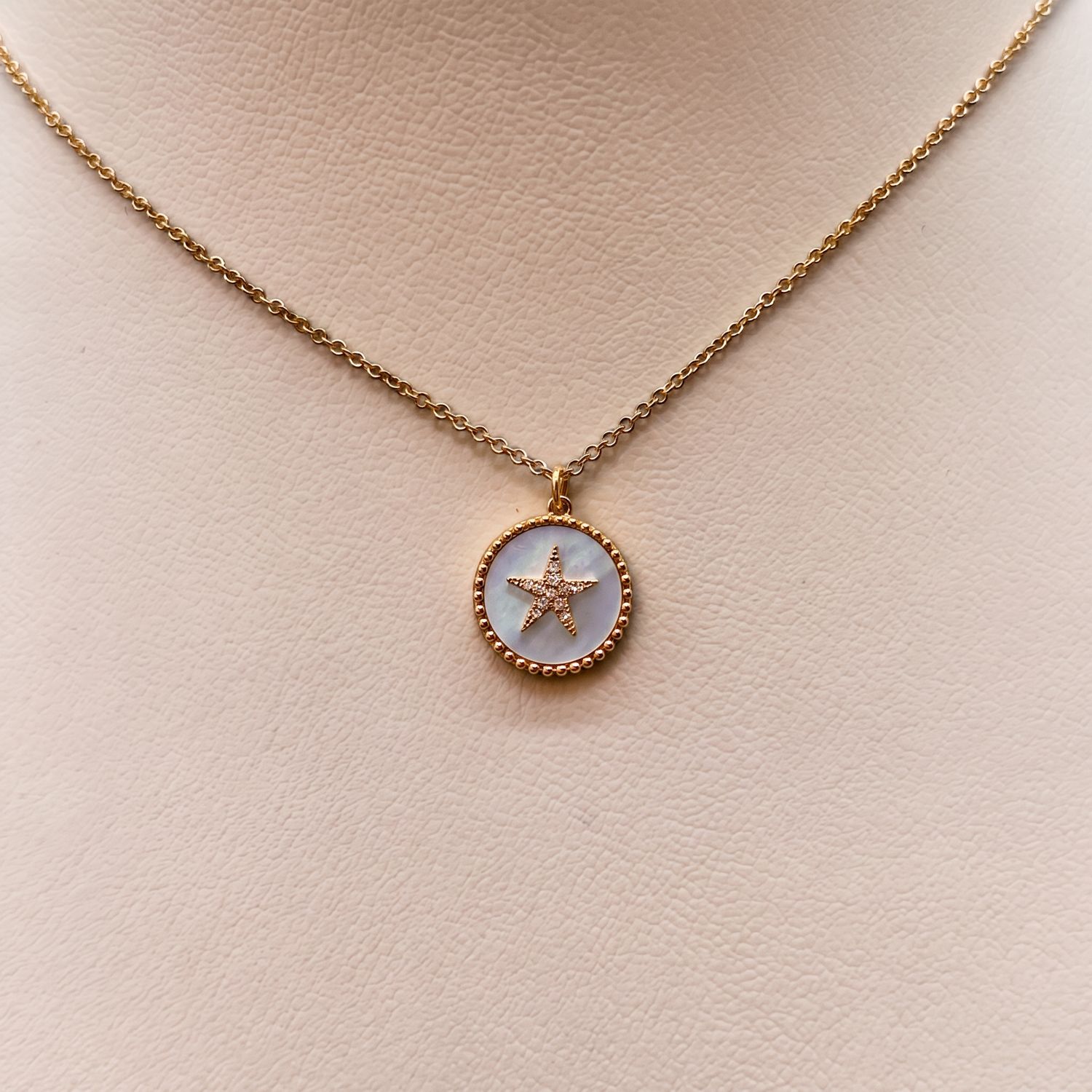 Mother of Pearl &amp; Diamond Star Pendant