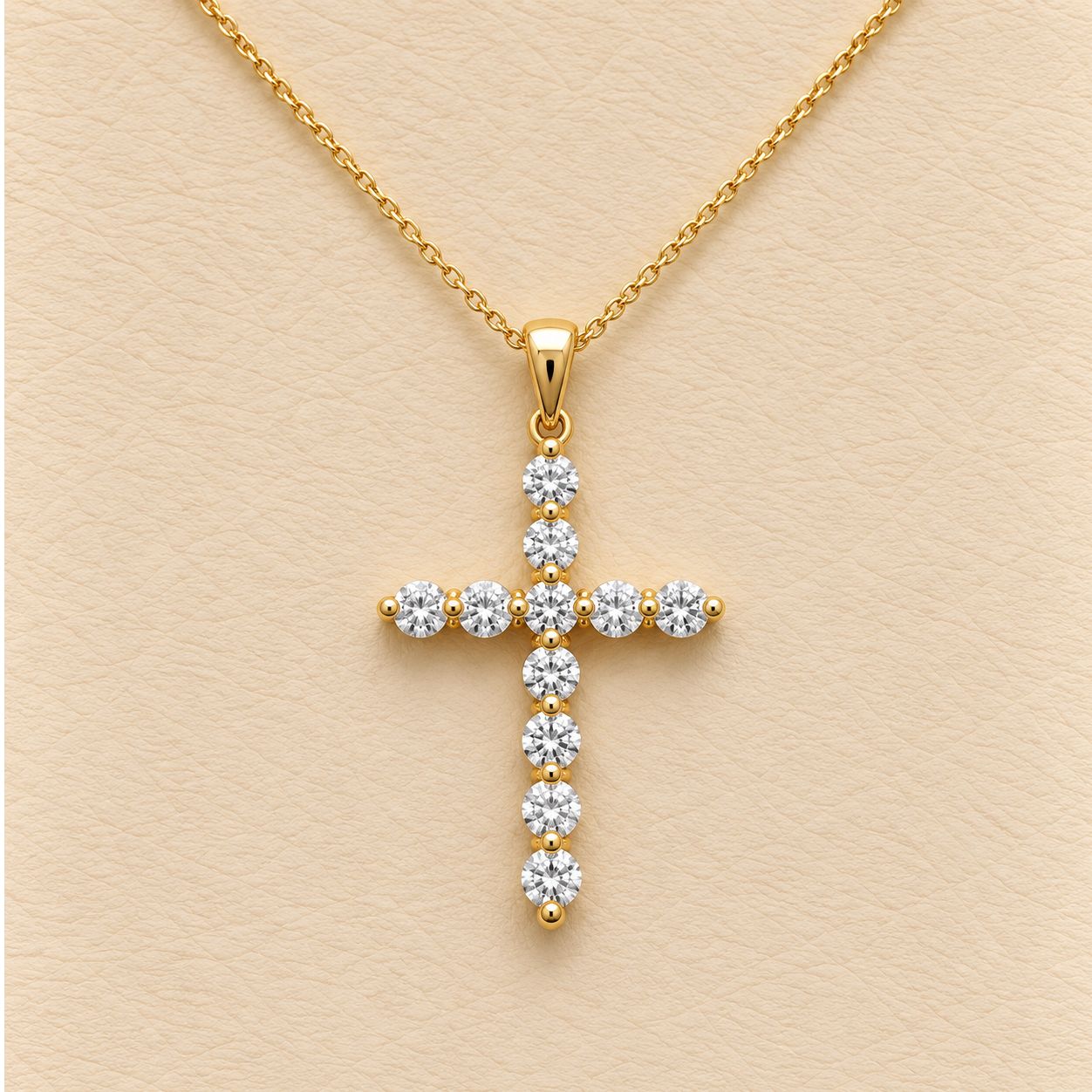 11-Stone Diamond Cross Pendant