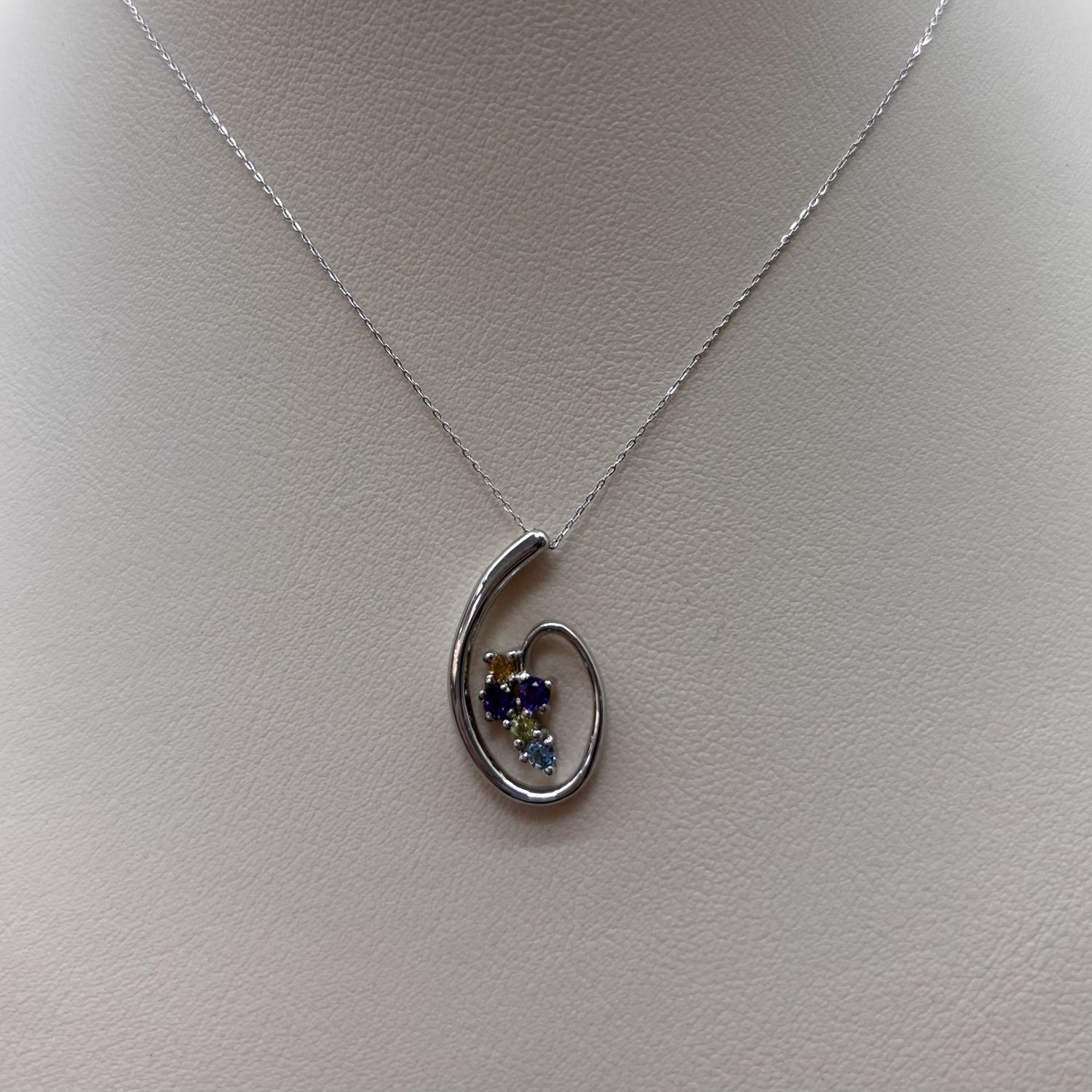 14KW Cit/Ameth/Peridot/Aqua Base Clef Pendant, Colour: 2.Amethyst