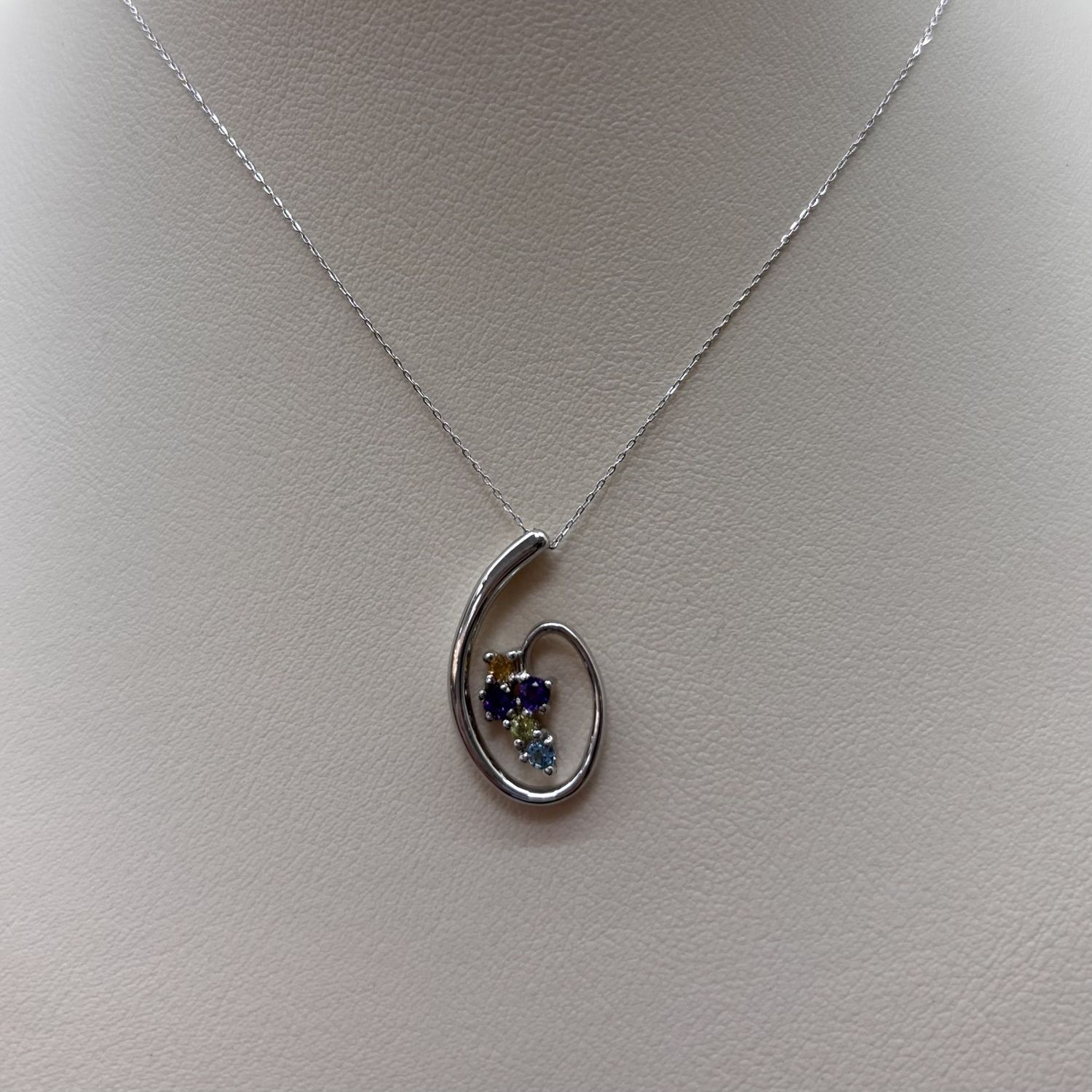 14KW Cit/Ameth/Peridot/Aqua Base Clef Pendant, Colour: 2.Amethyst