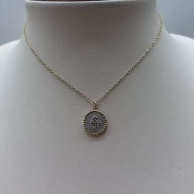 14KY &amp; Diamond Upside Down Hamsa Pendant Bassali