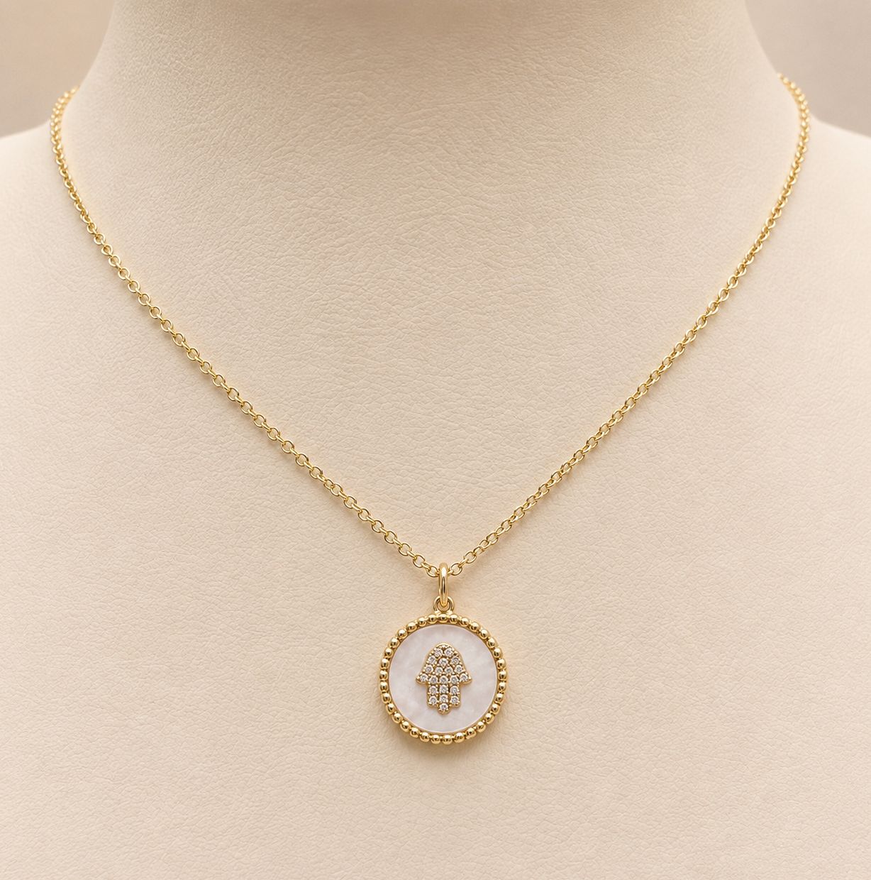 Diamond Upside Down Hamsa Halo Pendant