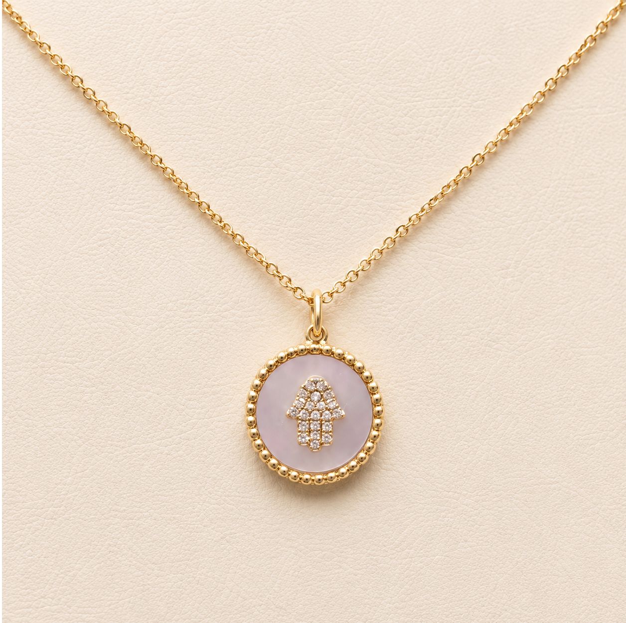 Diamond Upside Down Hamsa Halo Pendant