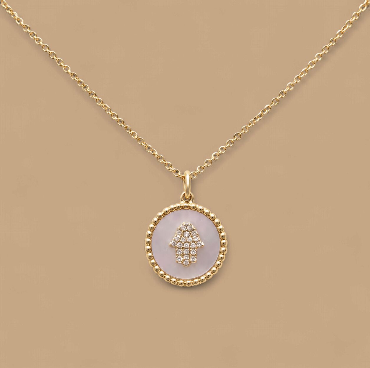 Diamond Upside Down Hamsa Halo Necklace