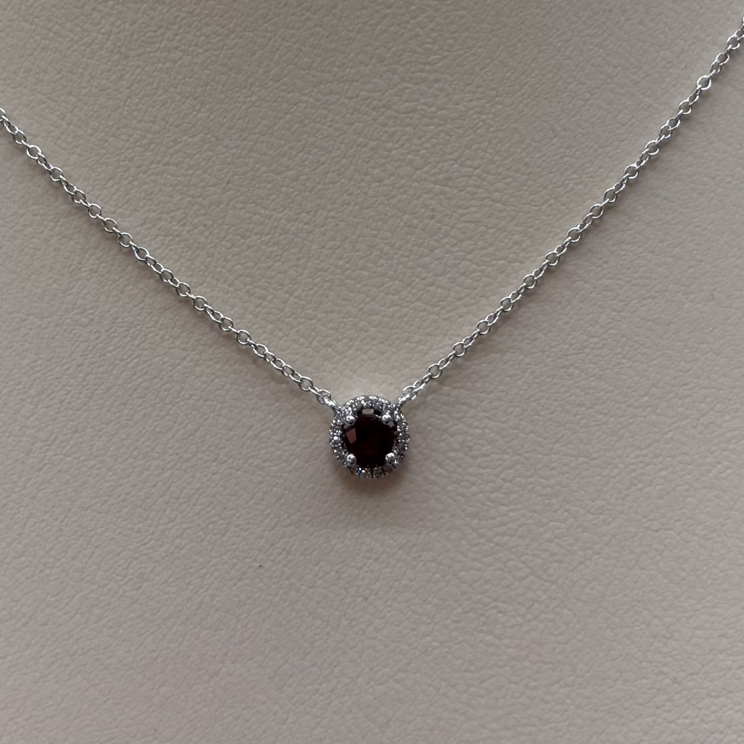 14KW Garnet &amp; Diamond Necklace
