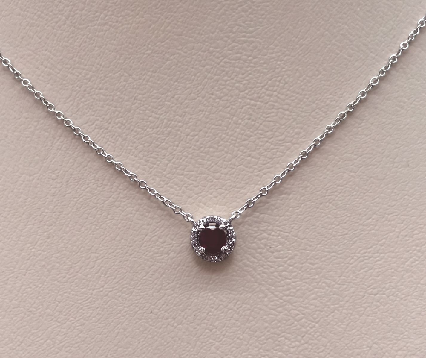14KW Garnet &amp; Diamond Necklace