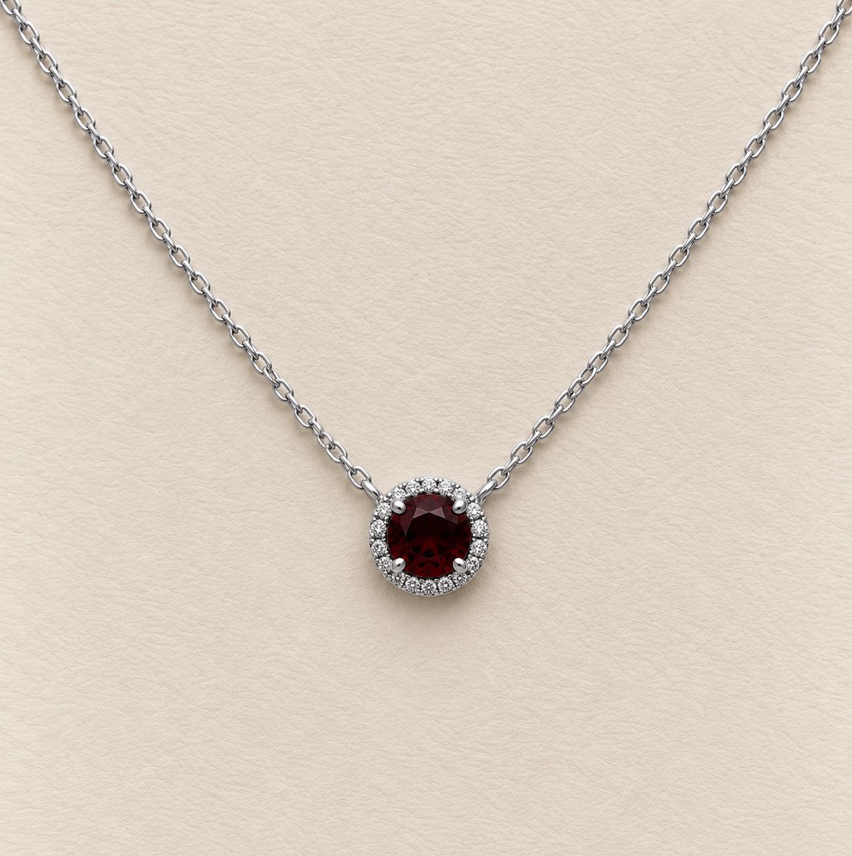 Garnet &amp; Diamond Necklace (January)