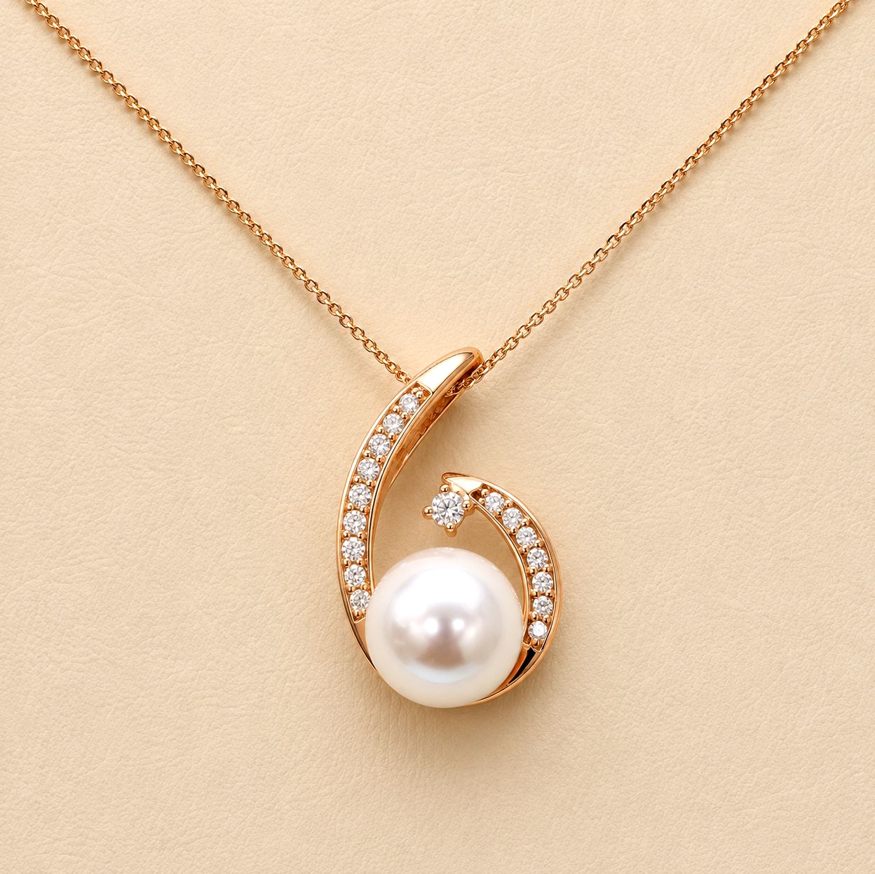 White Pearl Diamond Necklace