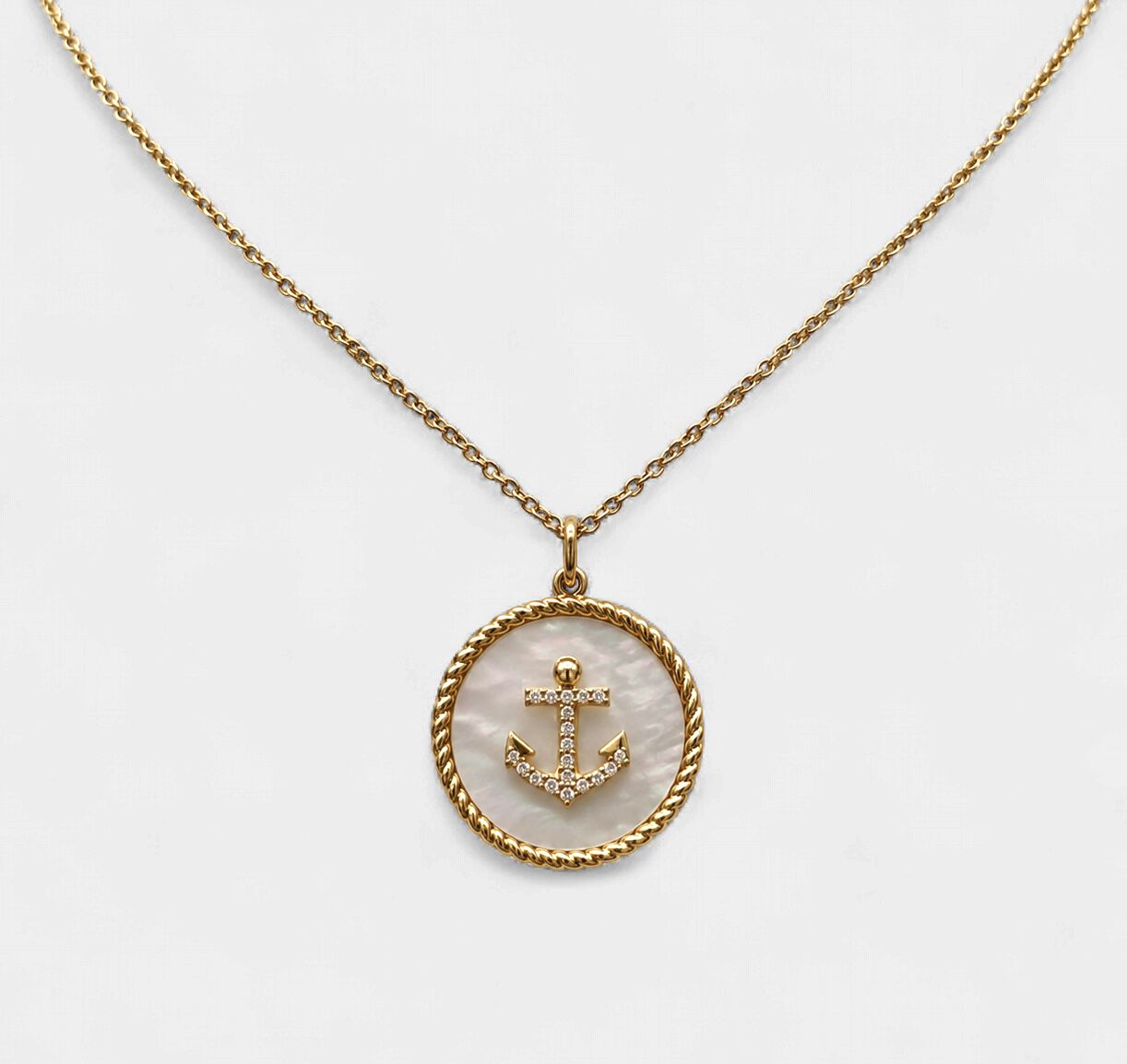 Mother of Pearl Anchor Diamond Pendant