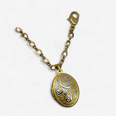 10k Two-Tone Swirl Locket with Chain (1.8g)