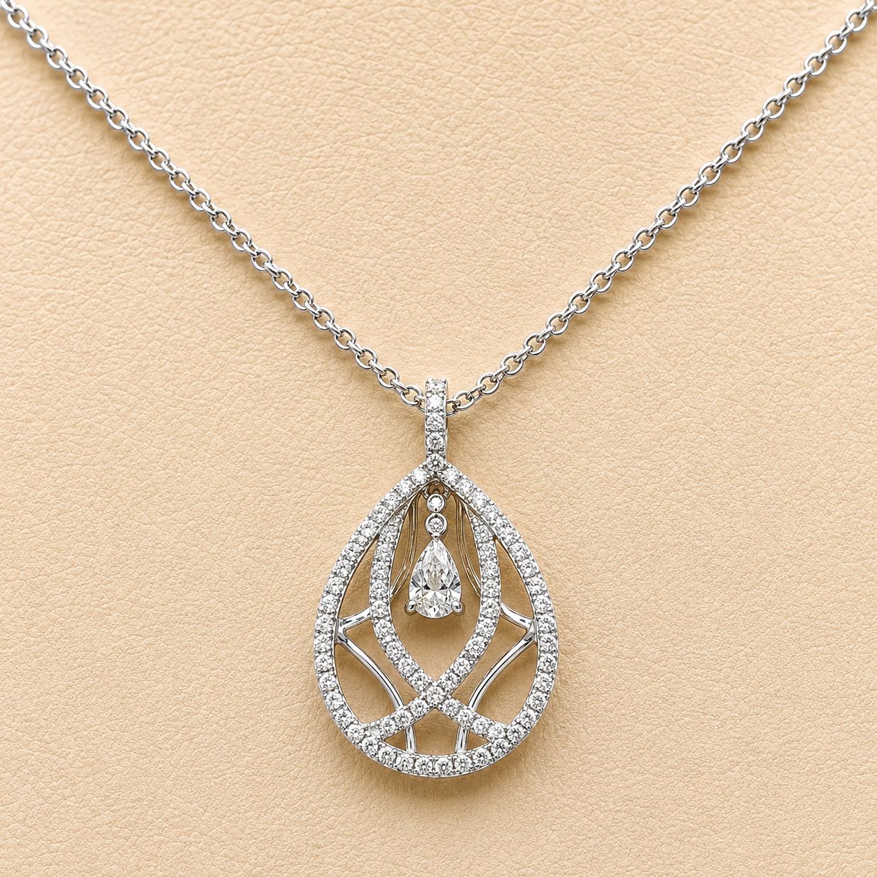 Pear Shaped Diamond Dangle Pendant