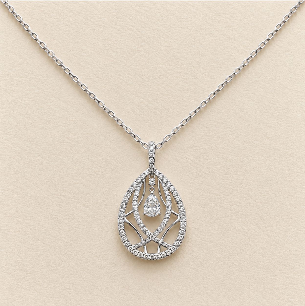 Pear Shaped Diamond Dangle Pendant