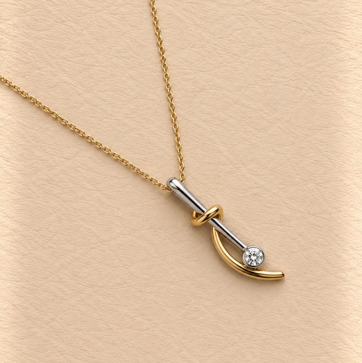 Two-Tone Gold Staff Note Diamond Pendant