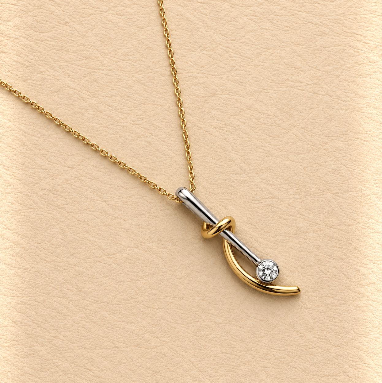 Two-Tone Staff Note Diamond Pendant