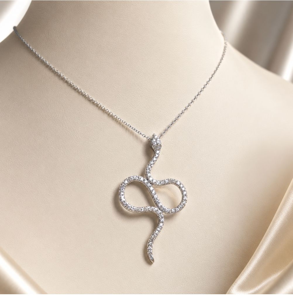"Serpentina" Diamond Snake Pendant Necklace