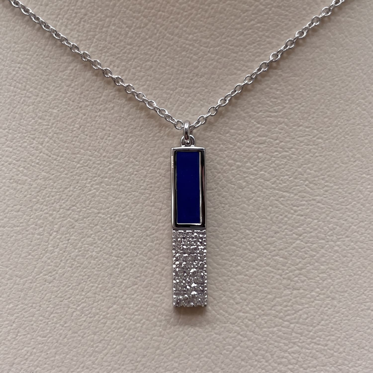 14KW Lapis Lazuli &amp; Diamond Bar Pendant