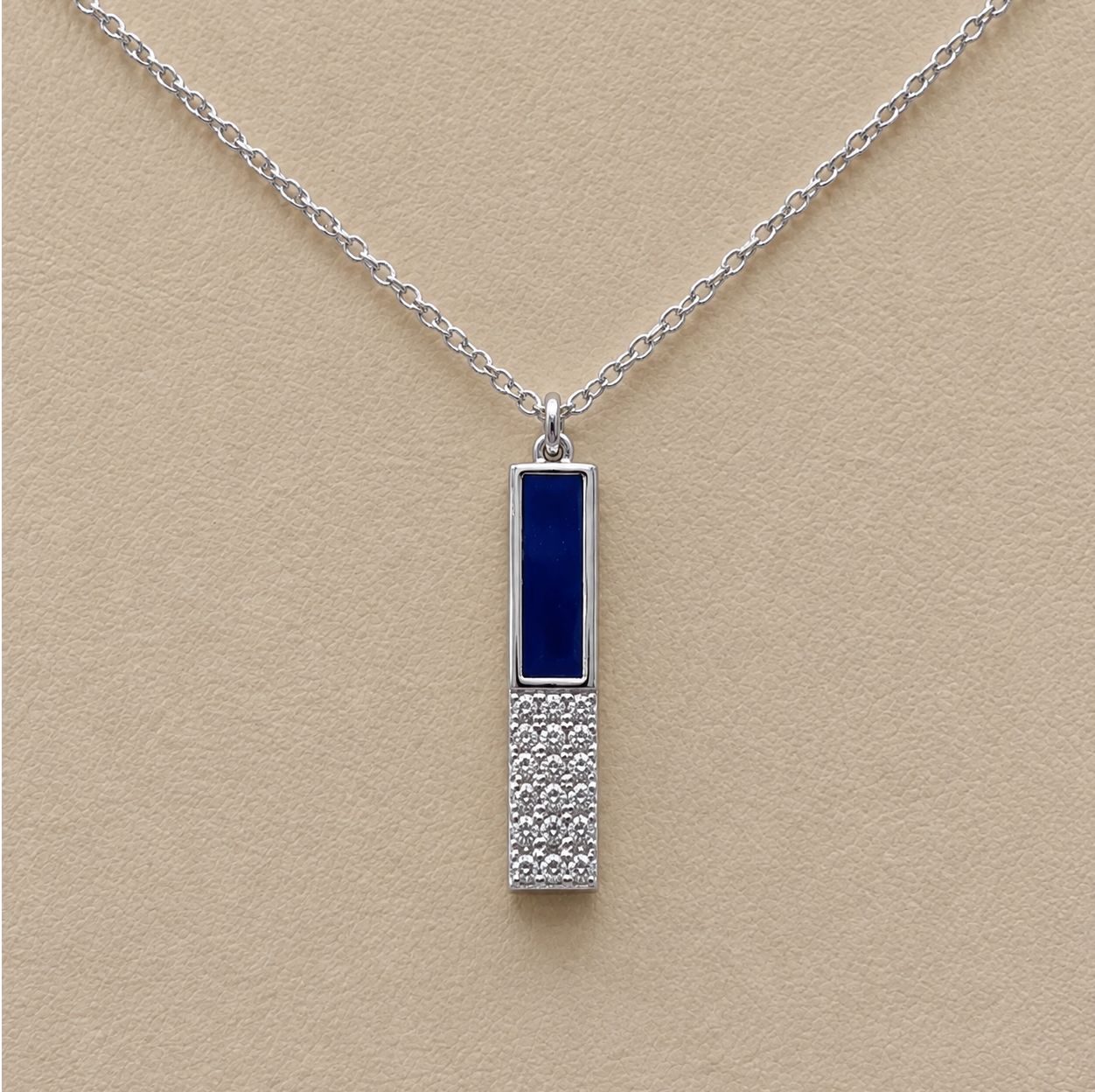 Lapis Lazuli &amp; Diamond Bar Inlay Pendant