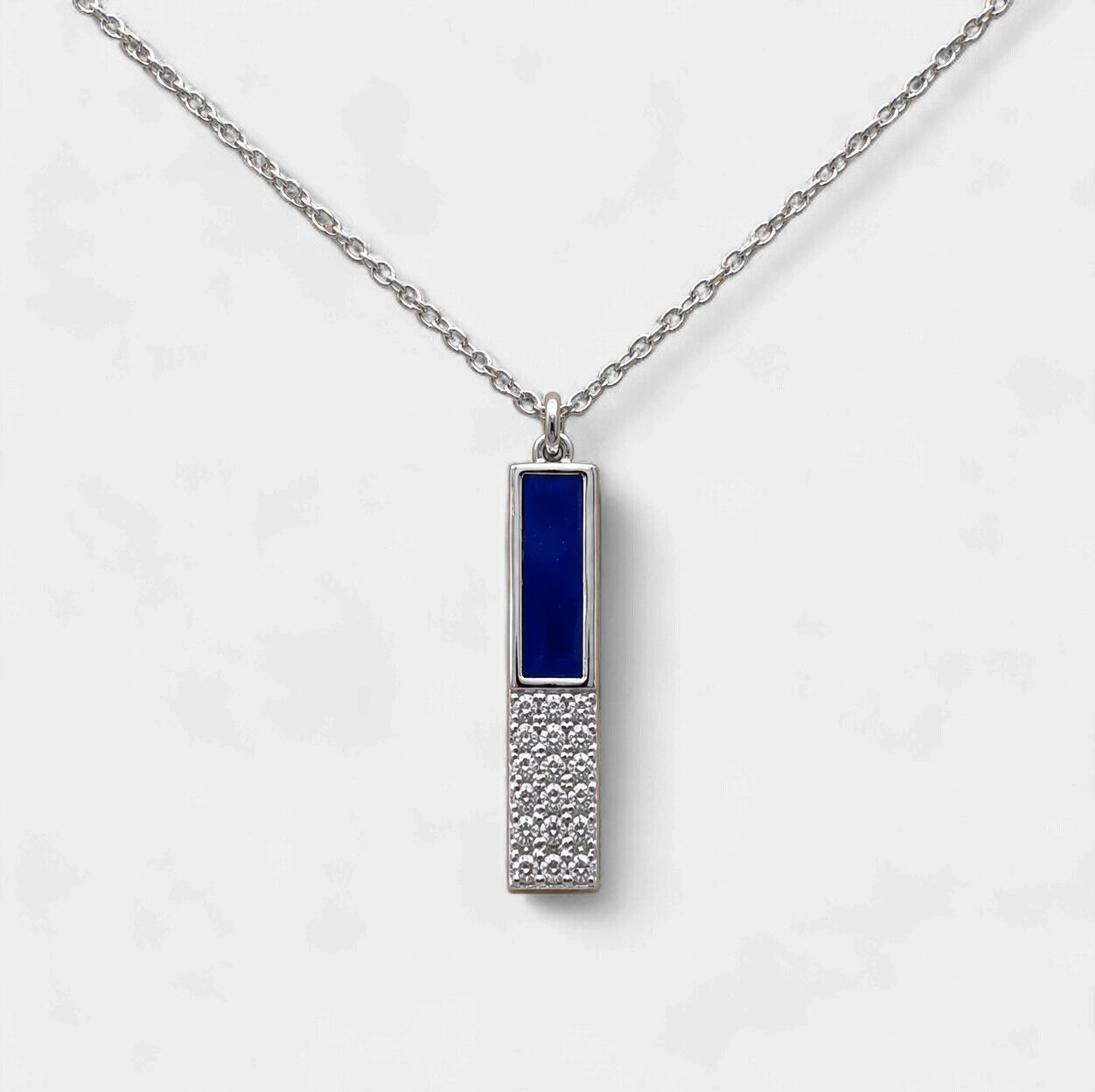 Lapis Lazuli Diamond Bar Inlay Pendant