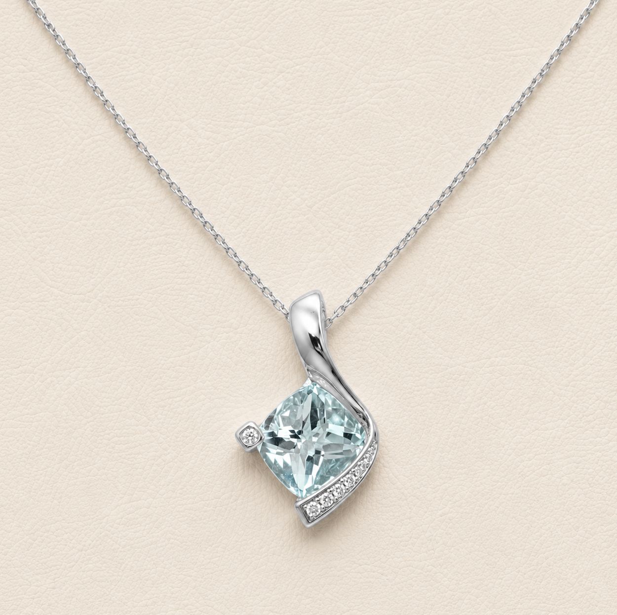 Aquamarine Diamond Teardrop Pendant