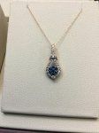 Blue/Choc Dia Tear Drop Pendant w/chain