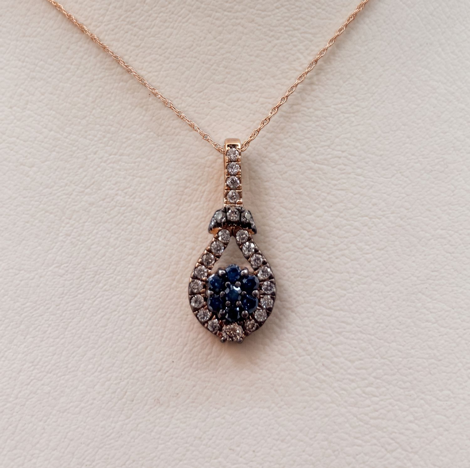 Blue &amp; Chocolate Diamond Tear Drop Pendant
