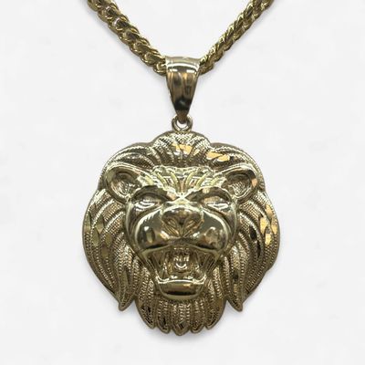10KY Lion Head Pendant