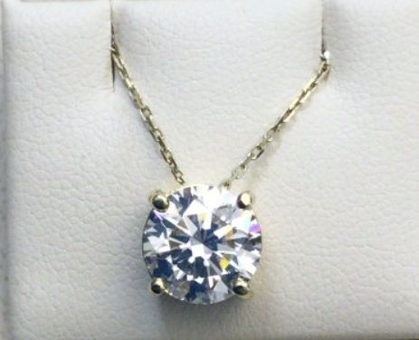 14KY 3ct Round Solitaire Pendant