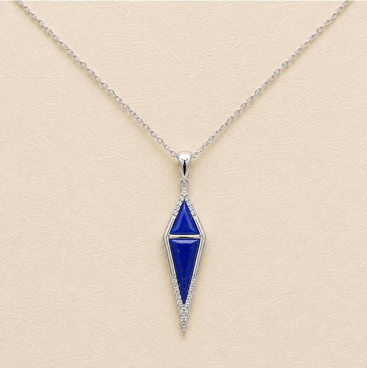 Medium Lapis Lazuli &amp; Diamond Halo Kite Pendant
