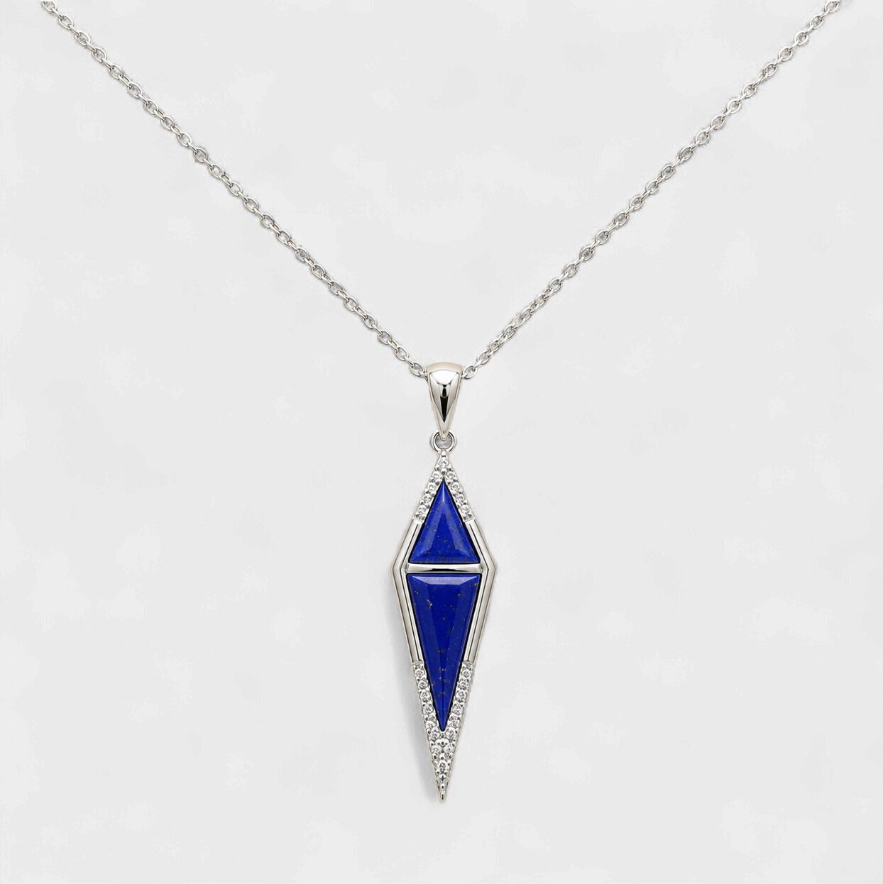 Medium Lapis Lazuli Diamond Halo Kite Pendant