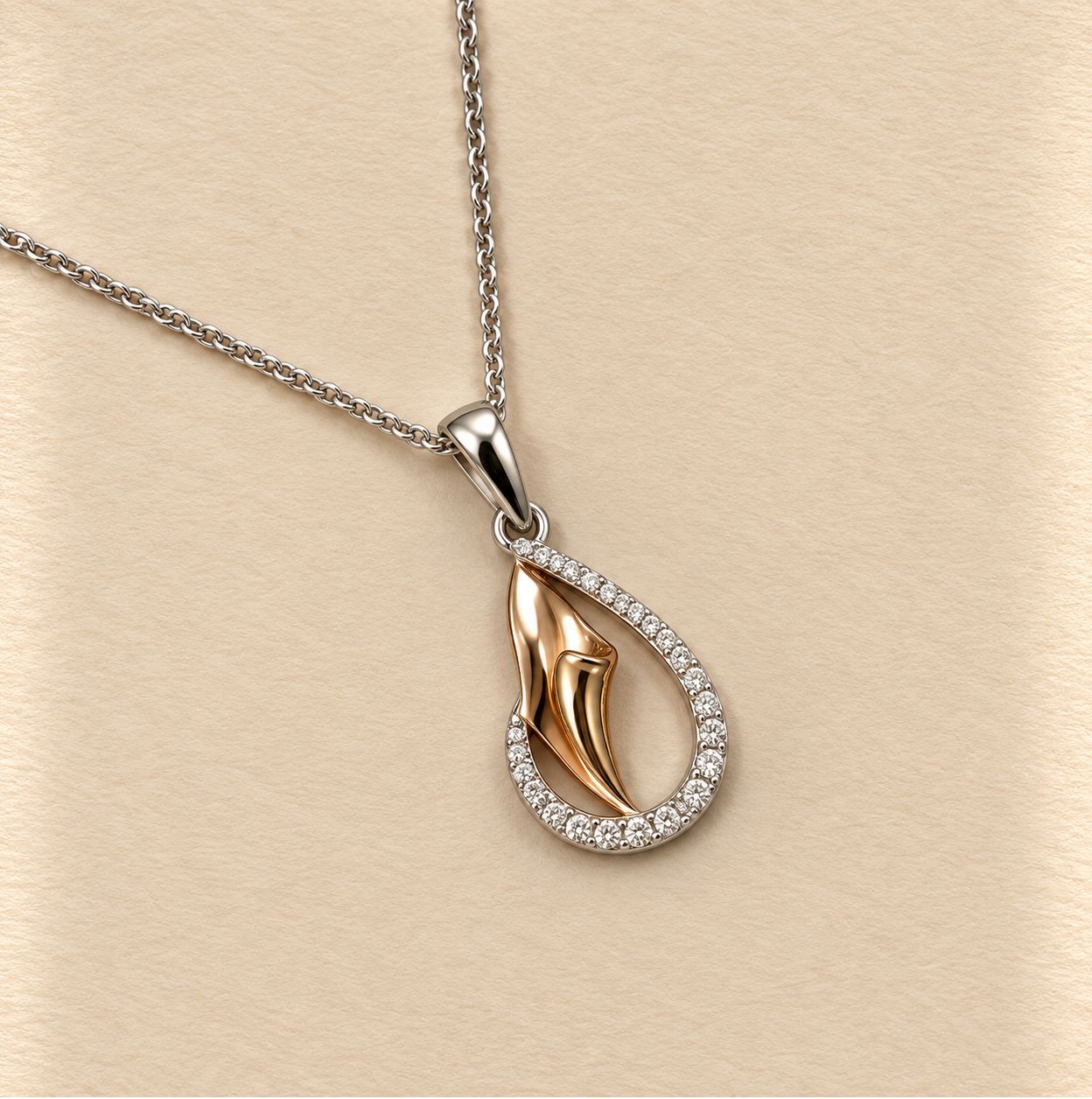 Abstract Flame Two-Tone Ribbon Necklace