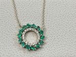 Emerald &amp; Dia Circle Pendant w/Chain