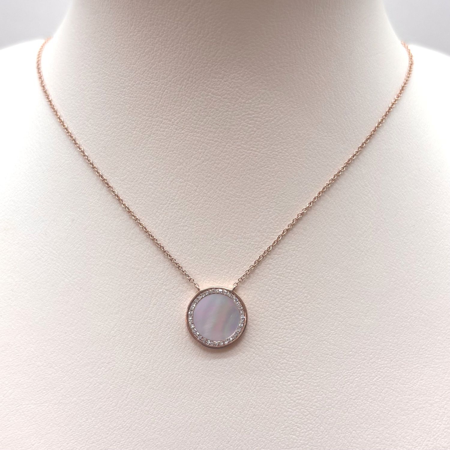 Mother of Pearl &amp; Diamond Circle Pendant