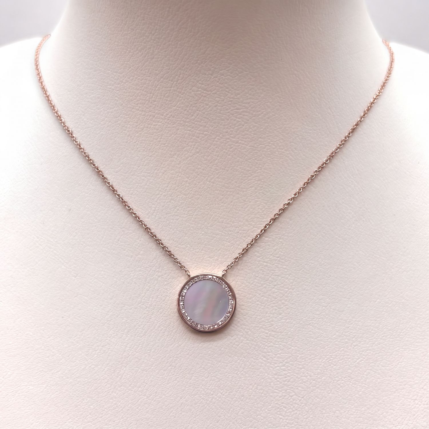 Mother of Pearl &amp; Diamond Circle Pendant