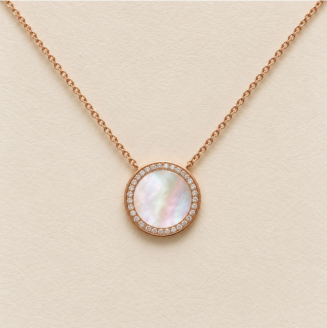 Mother of Pearl &amp; Diamond Circle Pendant