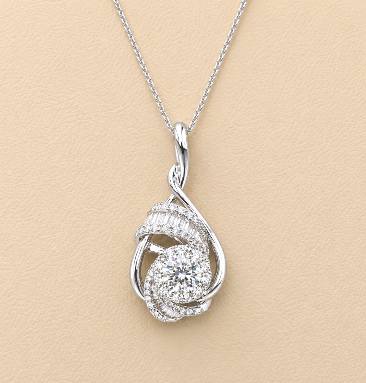 Baguette Pear Diamond Pendant
