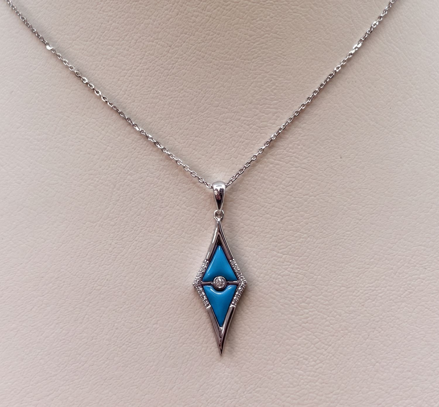 Turquoise &amp; Diamond Kite Pendant