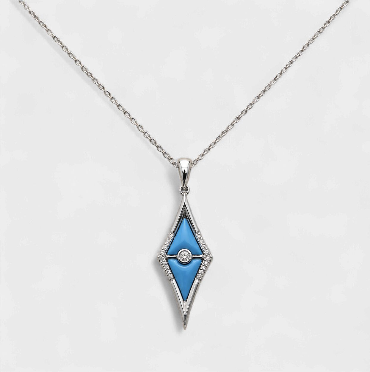Turquoise Diamond Halo Kite Pendant