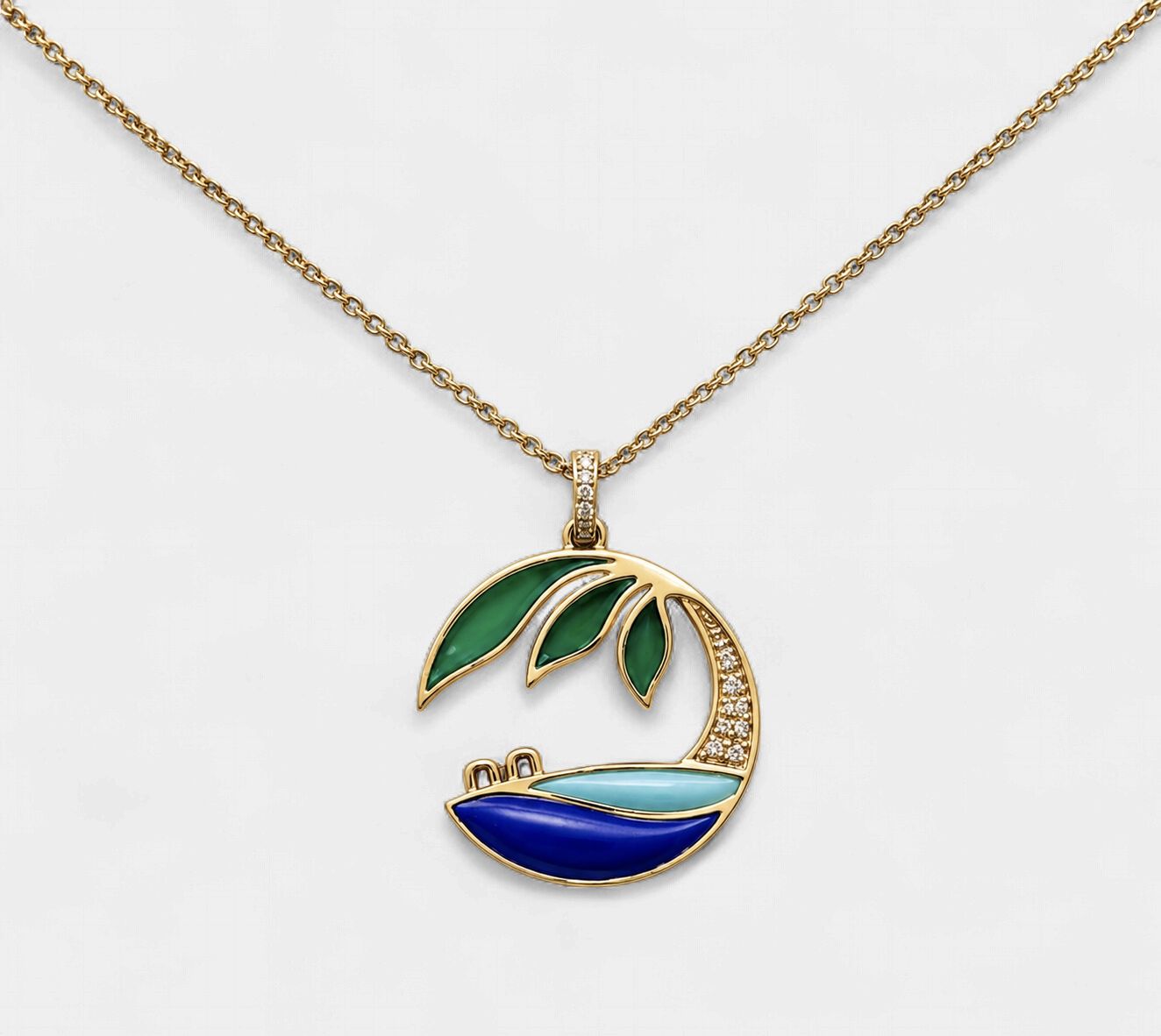 Mixed Gems Diamond Island Pendant