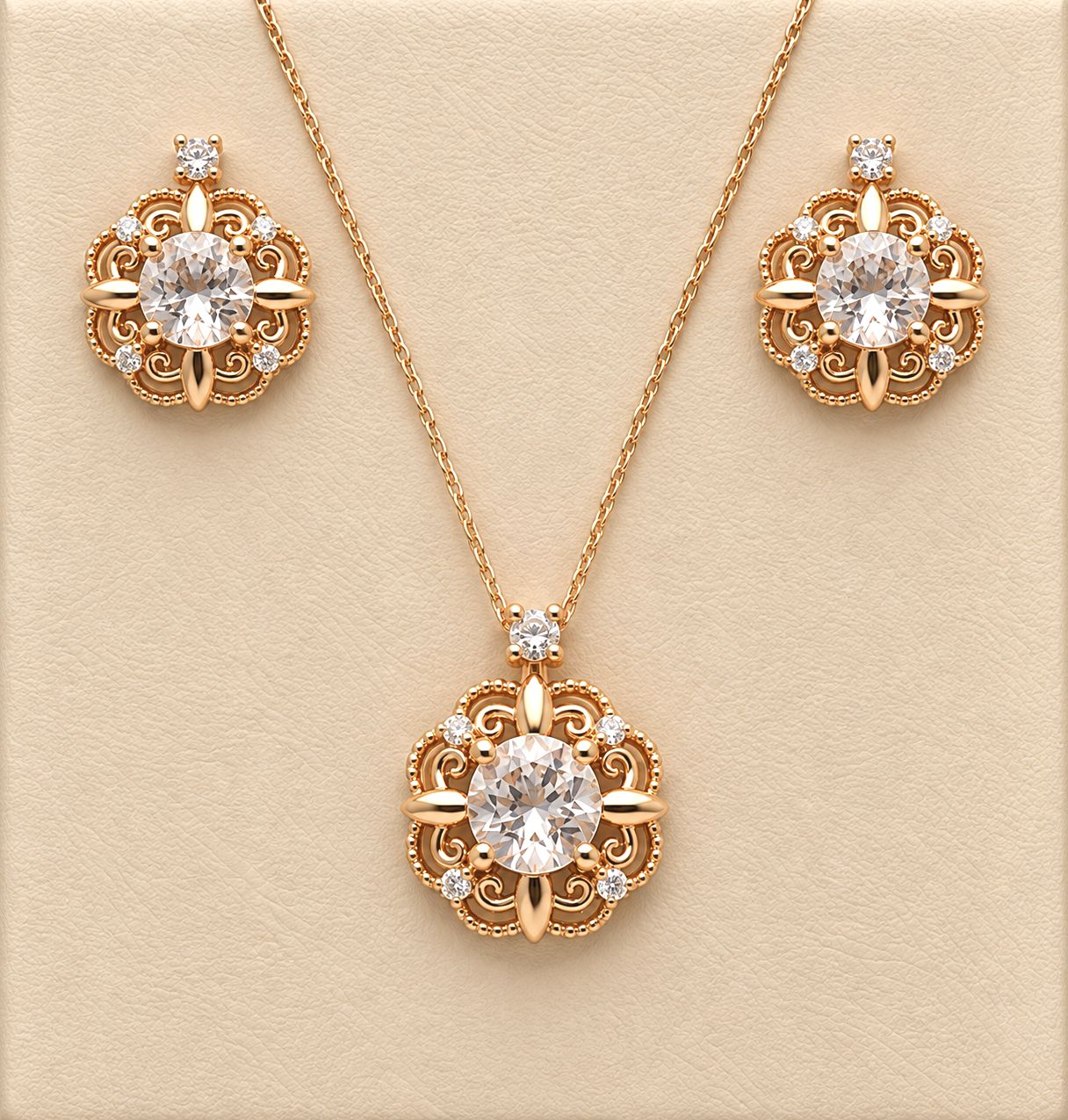 White Topaz Diamond Flower Pendant