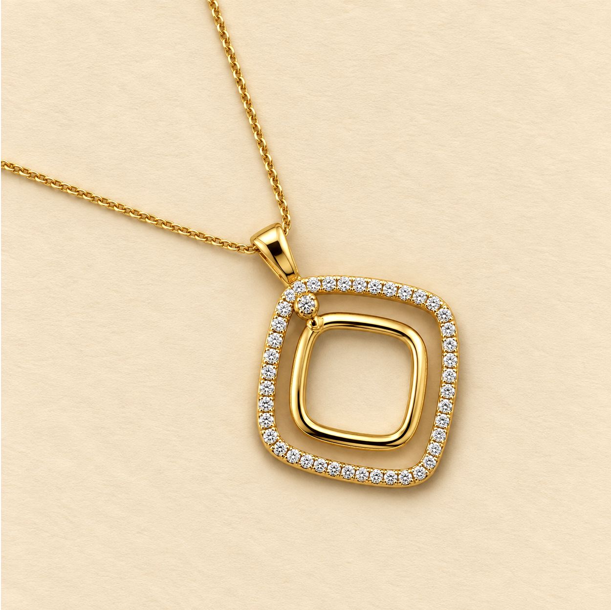 Concentric Square Diamond Pendant