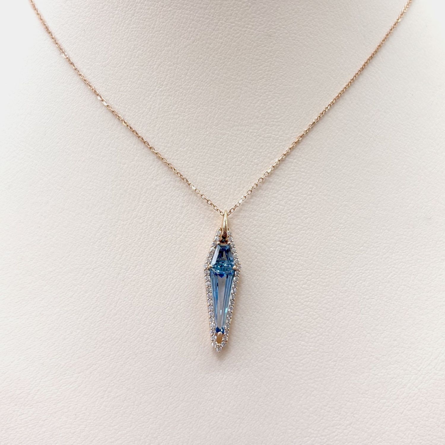 Rose Gold Blue Topaz Necklace