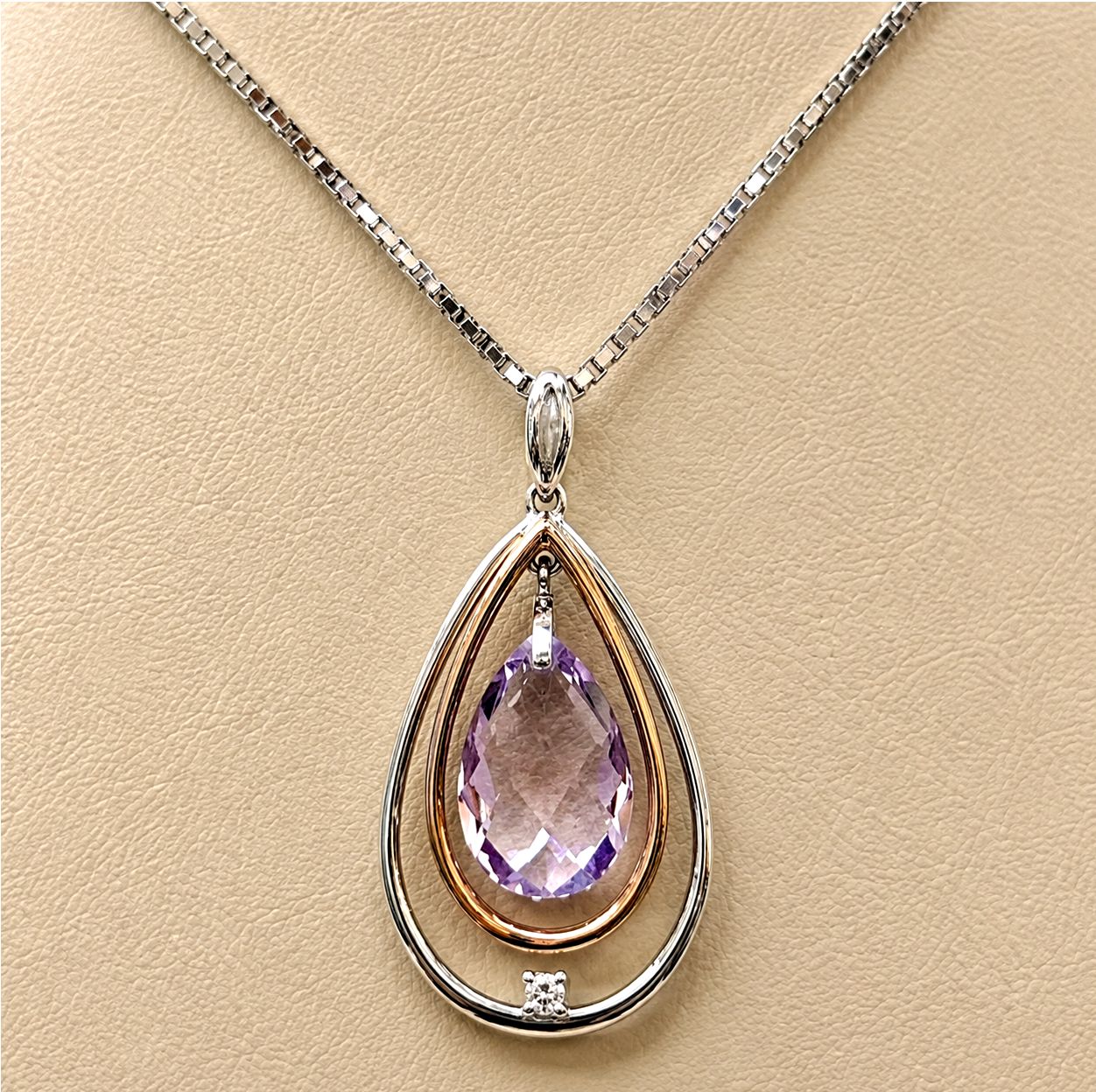 Lavender Quartz Amethyst Diamond Pendant