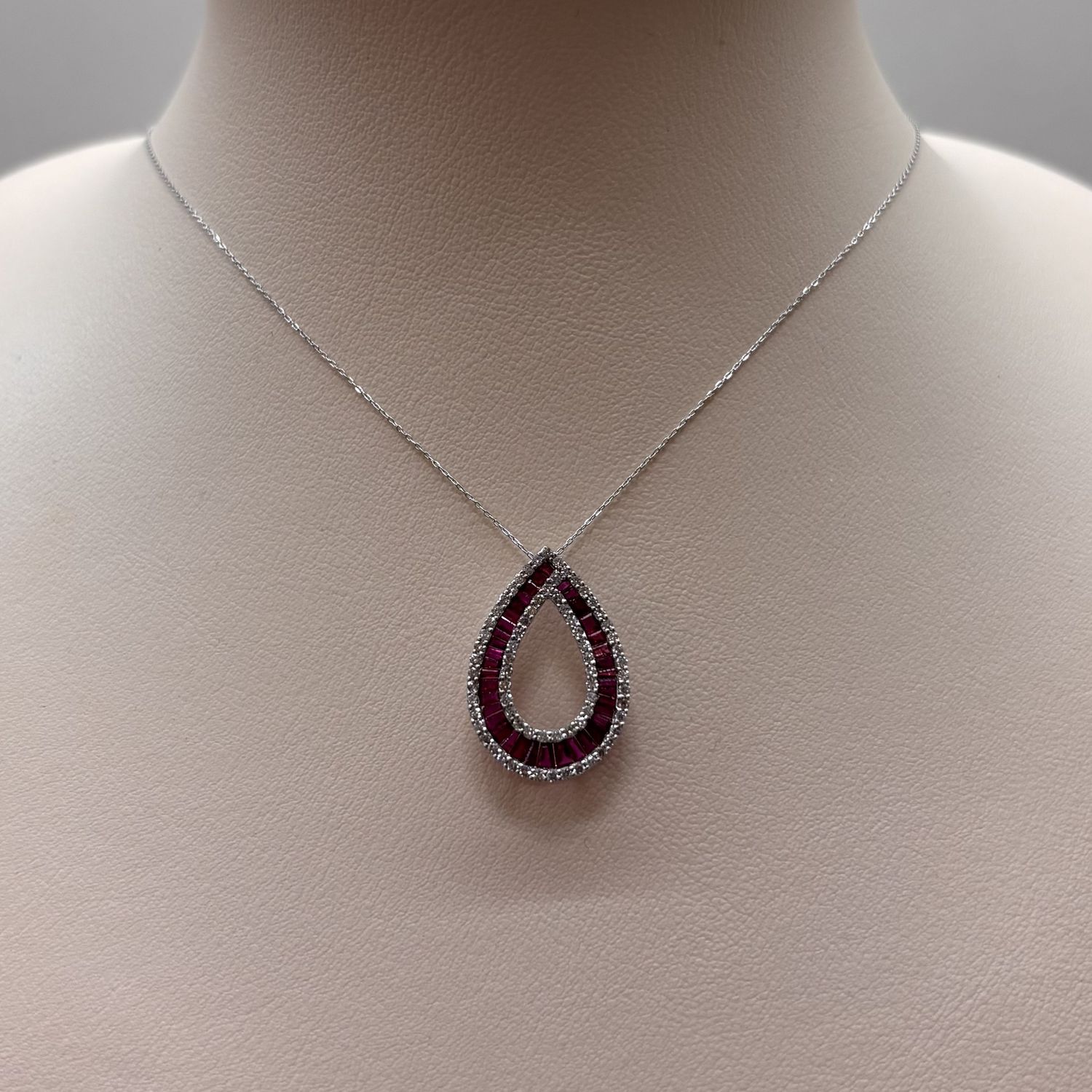 14KW Ruby &amp; Diamond Drop Pendant