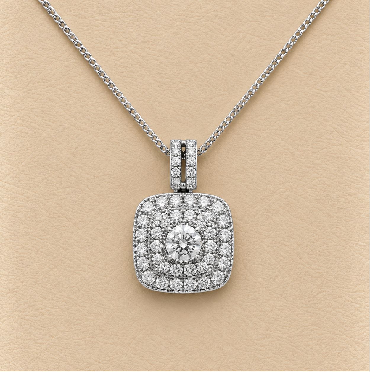 Cushion Cut Encrusted Pendant