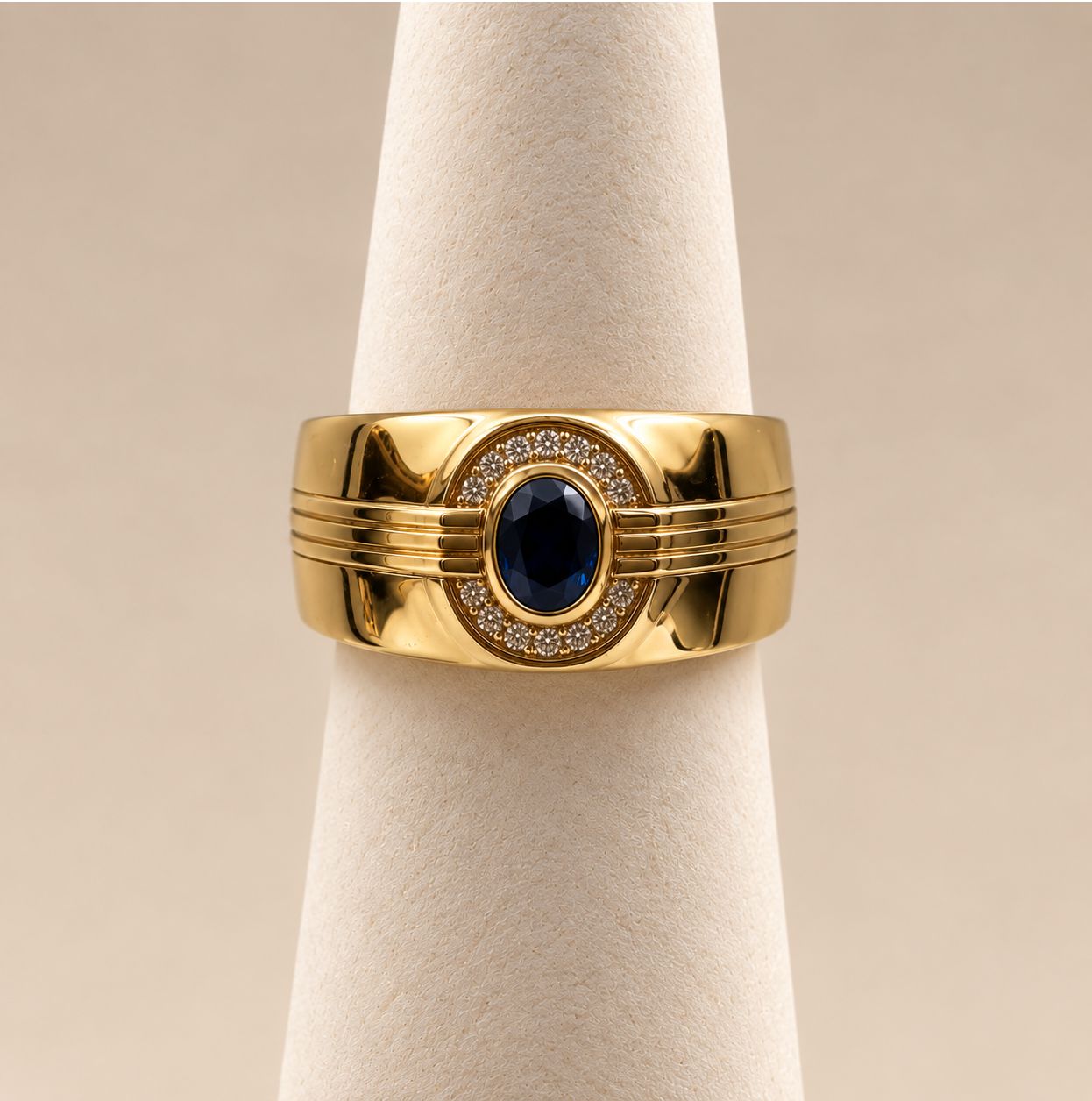 Men's Gold Sapphire Class Ring